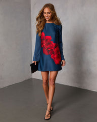 Understated Beauty Floral Shift Mini Dress