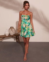 Tiki Breeze Abstract Print Mini Dress
