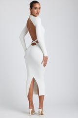 Modal Cross-Back Midaxi Dress in White