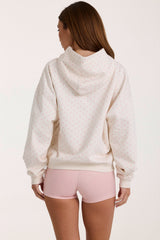 Oversized Applique Hoodie in Blush Polka Dot
