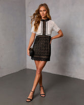 Slow Dance Contrast Lace Mini Dress