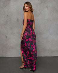 Invite Only Floral Satin Maxi Dress