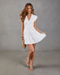 Mirza Collared Eyelet Mini Dress