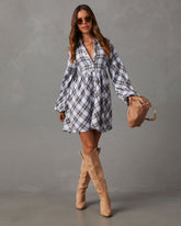 Oakleigh Plaid Button Front Mini Dress