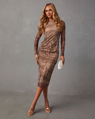 Jeannie Mesh Printed Midi Dress