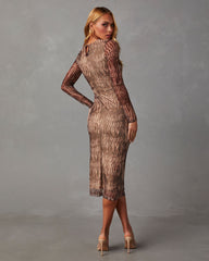 Jeannie Mesh Printed Midi Dress