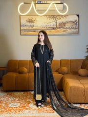 Anarkali Black | 3PC Chiffon D-543