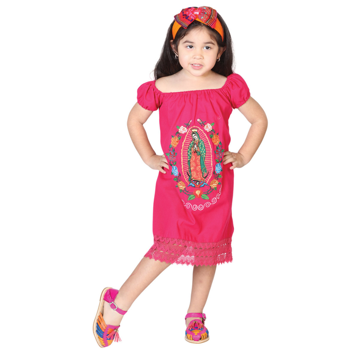 Artisanal Embroidered Dress- Fuchsia