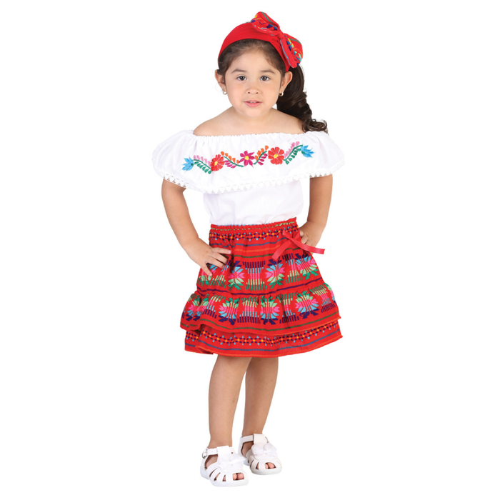 Artisanal Embroidered Set 100% Cotton Red