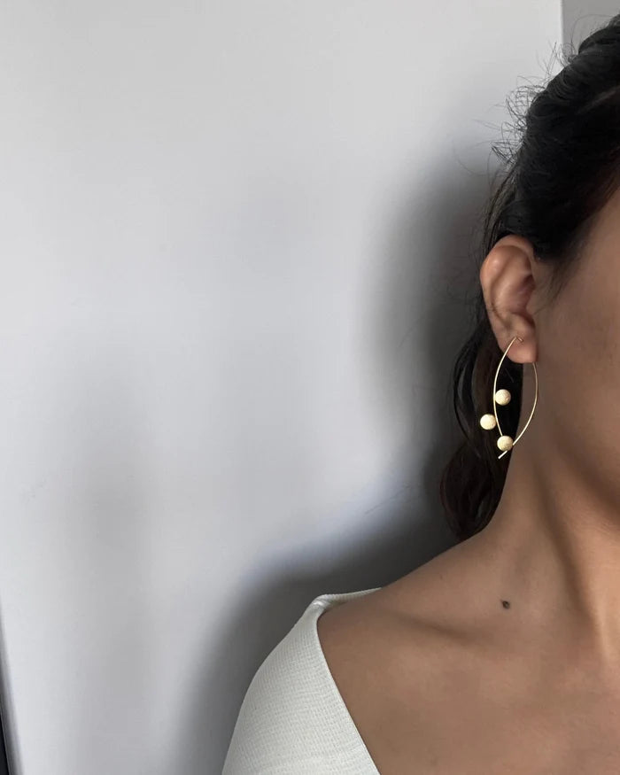 Baari Golden Halo minimal earrings by NIIRA, gold-dipped brass earrings for everyday elegance
