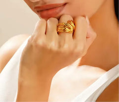 Baari Vintage statement adjustable ring by NIIRA, handcrafted artisan brass ring