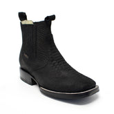 Bandoleros Black Imitation Python Print Square Toe Ankle Leather Boot