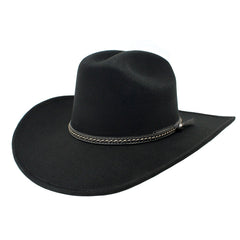 Side view of Sinaloa black Bandoleros cowboy hat with braided hatband