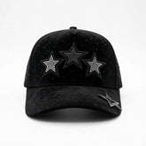 Bigg Boss Triple Star Rhinestone Cap – Black/Silver