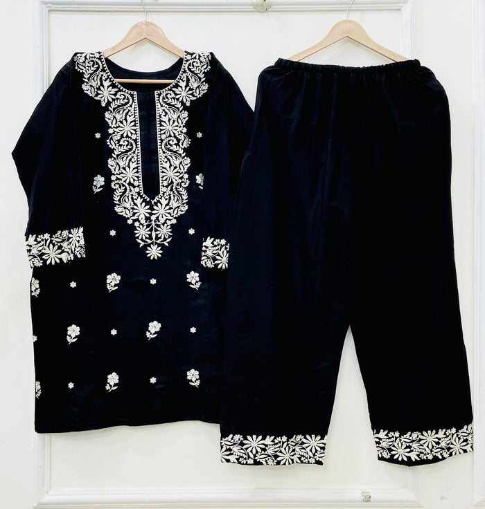 Black Embroidered | Cotton Lawn D-697