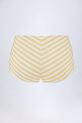 Mid-Rise Hot Pants in Lemon Yellow Stripe