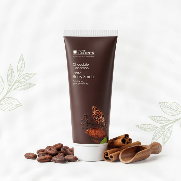 Pure Elements Chocolate Cinnamon Body Scrub 200g by NIIRA, indulgent exfoliating scrub