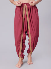 Dhoti Drapers for Men with Border - Maroon