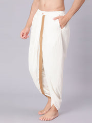 Dhoti Drapers for Men with Border - Off White/ Cream