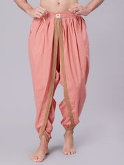 Dhoti Drapers for Men with Border - Pink