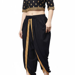 Dhoti drapers with woven border for women, khadi cotton pants by NIIRA