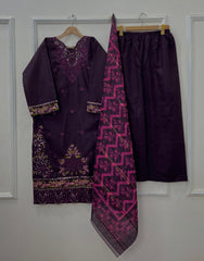 Eid Edit: Embroidered 3PC (Premium Cotton) D-487