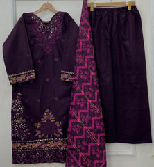 Eid Edit: Embroidered 3PC (Premium Cotton) D-487