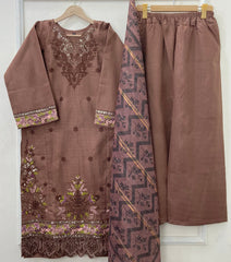 Eid Edit: Embroidered 3PC (Premium Cotton) D-487