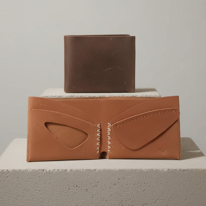 Eyes Wallet by RAW / NIIRA, handcrafted leather wallet with artisan detail