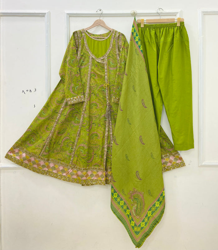 Green Aura | Premium Frock 3PC