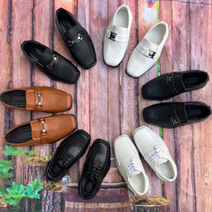Infant Slip-on Dress Loafers w/ Side Buckle- White