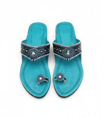 Karagiri Pankh leather Kolhapuri chappal for women, handcrafted artisan sandal by NIIRA