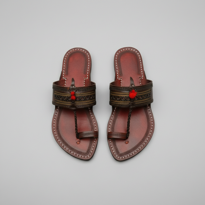 Karagiri Yuga leather Kolhapuri chappal for men, handcrafted artisan sandal by NIIRA