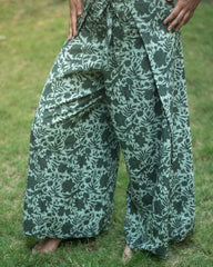 Wrap around Pants - Hand block print (green)