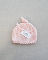 Knitted by Nana Top Knot Beanie - Pale Pink