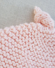 Knitted by Nana Top Knot Beanie - Pale Pink