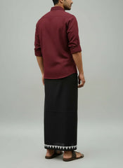 Kora Khaadi Dhoti - Lungi | Veshti | Pancha Wrap - Black