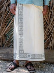 Kora Khaadi Dhoti - Lungi | Veshti | Pancha Wrap - White