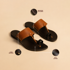Korakari Dual Tone | Men | Leather Kolhapuri Chappal