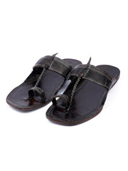 Korakari Flat Tip Elegance brown Kolhapuri chappal for men, handcrafted leather by NIIRA