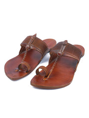 Korakari Traditional Kolhapuri chappal for men in tan leather, GI-tagged handcrafted sandal by NIIRA