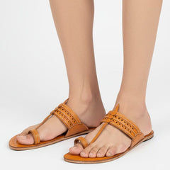 Korakari Yellow Kolhapuri Chappal for Men