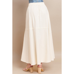 Linen Wrap Maxi Skirt - Cream
