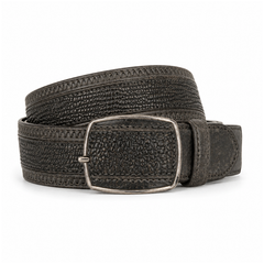 Los Altos Shark Laser Belt with Square Buckle - Rustic Gray