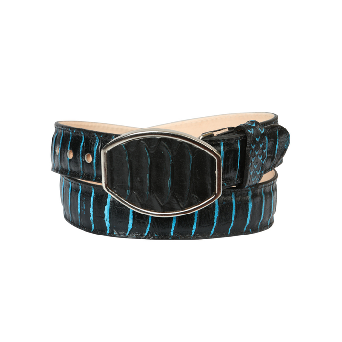 Men’s Western Belt El General Imitation Python - Black/Blue