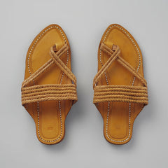 Nots and Cross leather Kolhapuri chappal for men, handcrafted cross-strap leather sandal by NIIRA