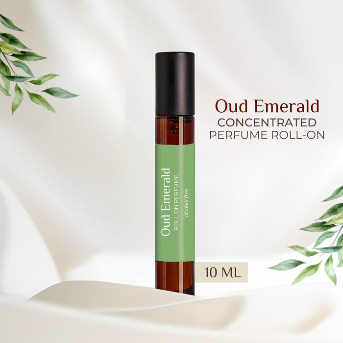 Oud Emerald Perfume Roll On 10ml by Pure Elements NIIRA, oud fragrance in roll-on form