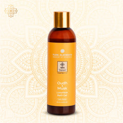 Pure Elements Oudh Musk Luxurious Bath Gel 200ml by NIIRA, indulgent shower gel