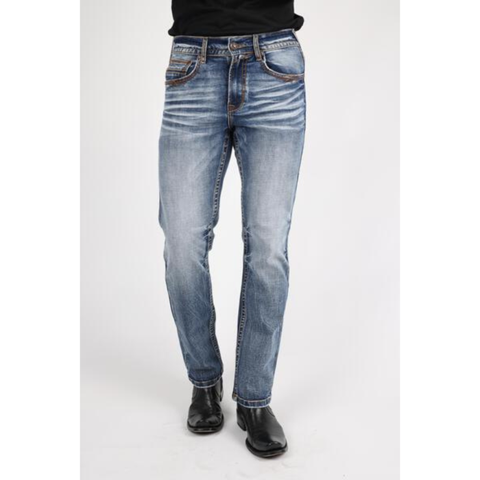 Platini Dark Denim Slim Boot Cut Core Denim Pants- Pocket View