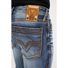 Platini Dark Denim Slim Boot Cut Core Denim Pants- Pocket View